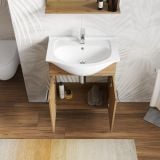 Mobilier Baie Suspendat Biel 60 cm Stejar cu Lavoar si Oglinda – imagine 3