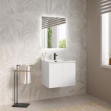 Mobilier Baie Suspendat Cuki 60 cm Alb Mat cu Lavoar – imagine 2