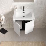 Mobilier Baie Suspendat Cuki 60 cm Alb Mat cu Lavoar – imagine 3