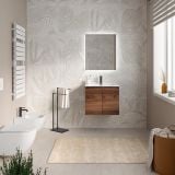 Mobilier Baie Suspendat Cuki 60 cm Stejar Inchis cu Lavoar