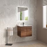 Mobilier Baie Suspendat Cuki 60 cm Stejar Inchis cu Lavoar – imagine 2