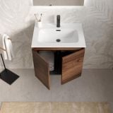 Mobilier Baie Suspendat Cuki 60 cm Stejar Inchis cu Lavoar – imagine 3