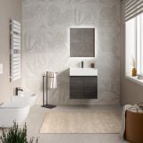 Mobilier Baie Suspendat Cuki 60 cm Stejar Gri cu Lavoar