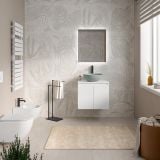Mobilier Baie Suspendat Cuki 60 cm Alb Mat cu Blat