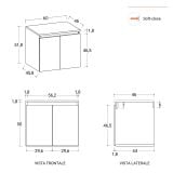Mobilier Baie Suspendat Cuki 60 cm Alb Mat cu Blat – imagine 4