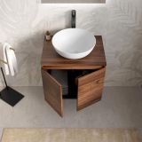 Mobilier Baie Suspendat Cuki 60 cm Stejar Inchis cu Blat – imagine 3