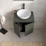 Mobilier Baie Suspendat Cuki 60 cm Aspect Beton cu Blat – imagine 3