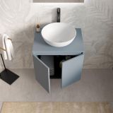 Mobilier Baie Suspendat Cuki 60 cm Bleu Pastel cu Blat – imagine 3