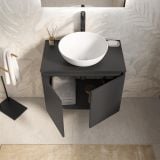 Mobilier Baie Suspendat Cuki 70 cm Antracit cu Blat – imagine 3