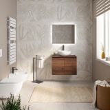 Mobilier Baie Suspendat Cuki 70 cm Stejar Inchis cu Blat