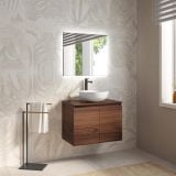 Mobilier Baie Suspendat Cuki 70 cm Stejar Inchis cu Blat – imagine 2