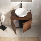 Mobilier Baie Suspendat Cuki 70 cm Stejar Inchis cu Blat – imagine 3
