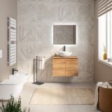 Mobilier Baie Suspendat Cuki 70 cm Stejar Auriu cu Blat