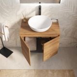 Mobilier Baie Suspendat Cuki 70 cm Stejar Auriu cu Blat – imagine 3