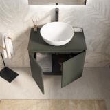 Mobilier Baie Suspendat Cuki 70 cm Aspect Beton cu Blat – imagine 3