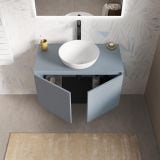 Mobilier Baie Suspendat Cuki 90 cm Bleu Pastel cu Blat – imagine 3
