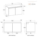 Mobilier Baie Suspendat Cuki 90 cm Bleu Pastel cu Blat – imagine 5