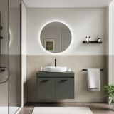 Mobilier Baie Suspendat Cimi 80 cm Aspect Beton cu Blat