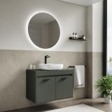 Mobilier Baie Suspendat Cimi 80 cm Aspect Beton cu Blat – imagine 2