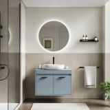 Mobilier Baie Suspendat Cimi 80 cm Bleu Pastel cu Blat