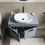 Mobilier Baie Suspendat Cimi 80 cm Bleu Pastel cu Blat – imagine 3