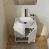 Mobilier Baie Suspendat Lion 60 cm Alb Mat cu Blat – imagine 3