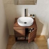 Mobilier Baie Suspendat Lion 60 cm Stejar Inchis cu Blat – imagine 3