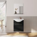 Mobilier Baie Suspendat Ready 60 cm Negru cu Lavoar si Oglinda – imagine 2