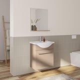 Mobilier Baie Suspendat Ready 60 cm Grej Lucios cu Lavoar si Oglinda
