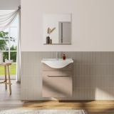 Mobilier Baie Suspendat Ready 60 cm Grej Lucios cu Lavoar si Oglinda – imagine 2