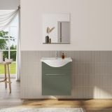Mobilier Baie Suspendat Ready 60 cm Verde cu Lavoar si Oglinda