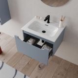 Mobilier Baie Suspendat Sleek 60 cm Bleu Pastel cu Lavoar – imagine 4