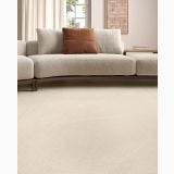 Gresie Portelanata Sensoria HSO 1 Naturale 60x120 – ambient living, canapea bej cu perna teracota pe gresie deschisa, pe pardoseala