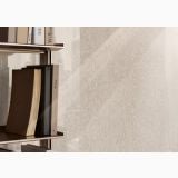 Gresie HMB Botticino Light Structured 120x120 cm – ambient living, raft cu carti langa perete gresie travertin