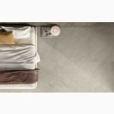 Gresie HNS 01 Nesting Almond Mat 60x120 cm – ambient dormitor, dormitor vedere de sus cu pardoseala gresie gri