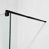Paravan De Dus Tip Walk-In Finisaj Profil Negru 110x200 cm – detaliu, bara stabilizatoare neagra fixata pe sticla si perete