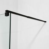 Paravan De Dus Tip Walk-In Finisaj Profil Negru 80x200 cm – detaliu, bara stabilizatoare neagra montata pe sticla, colt perete