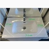 Set Mobilier Baie Suspendat Harmony Rovere Nodato L 80 cm – schita tehnica, chiuveta cu dimensiuni marcate 17cm 12cm 7.5cm