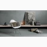Gresie Gigacer Argilla Dry 60x60X0.6 cm – ambient living, living minimalist cu scaun alb, tablou si decoratiuni, pe pardoseala si perete