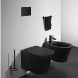 Vas WC Suspendat Rimless Plus Connect Air Ideal Standard + Capac Soft Close Finisaj Negru Mat – ambient baie, vas wc suspendat negru mat cu bideu si accesorii, pe perete