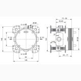Kit baterie incastrat cada si dus Ideal Standard Easy-Box – schita tehnica, desen tehnic cu dimensiuni cutie incastrata