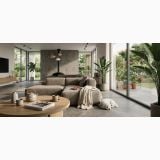 Gresie Portelanata HME 15 Fior di Bosco Mat 60x120 cm – ambient living, living modern cu canapea gri si gresie mata, pe pardoseala