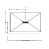 Cadita Dus Compozit Quadra Negru 80x120 cm – schita tehnica, desen tehnic cu dimensiuni cadita dus si sifon central