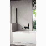 Baterie Cada Paffoni Elle Negru Mat Din Perete cu Canula si flexibil – ambient baie, baterie cada neagra montata pe perete, cada alba