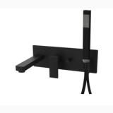 Baterie Cada Paffoni Elle Negru Mat Din Perete cu Canula si flexibil – baterie cada negru mat cu canula si flexibil