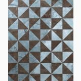 Gresie Portelanata Decor Dimore Eulalia Marrone Imperiale 20x20 cm – detaliu, model geometric triunghiuri maro si albastru marmorat