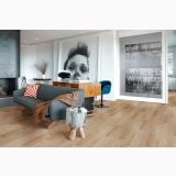 Gresie Imitatie Lemn Cottage Beige Mat 15x60 cm – ambient living, living modern cu canapea gri si tablouri decorative, pe pardoseala
