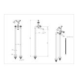Baterie cada freestanding FDesign Lacrima Bronz Periat – schita tehnica, desen tehnic cu dimensiuni pentru baterie cada freestanding