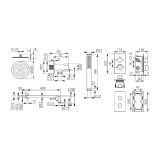 Sistem Dus Incastrat 6 in 1 Termostatat cu Caseta de Montaj FDesign Stabilla Crom Lucios – schita tehnica, desen tehnic cu dimensiuni pentru sistem dus incastrat