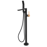 Baterie Cada Freestanding, cu Accesorii FDesign Zaffiro Negru-Roz Auriu